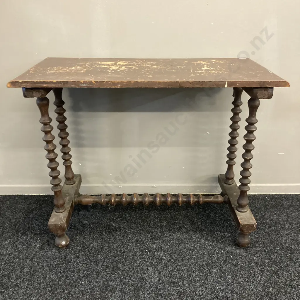 Antique Barley Twist Console Table, Turned Legs Joined By a Turned Central Stretcher. H72 W91 D45cm Image 1++